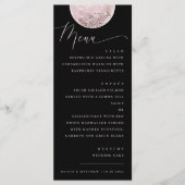 Mystieke Blush Moon | Elegant zwart bruiloftsdiner Menu (Voorkant)