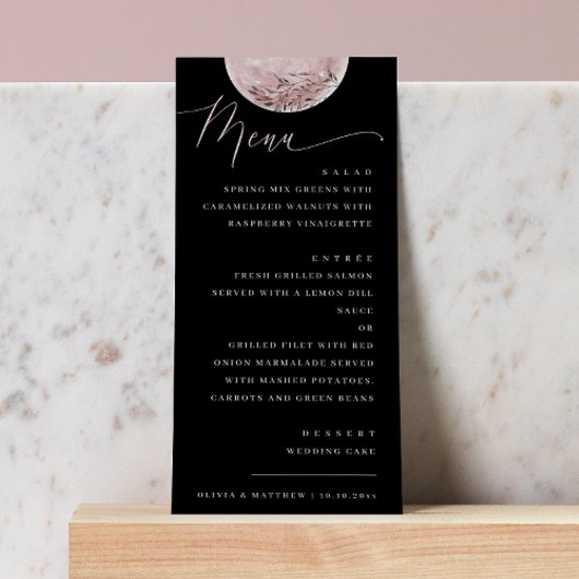 Mystieke Blush Moon | Elegant zwart bruiloftsdiner Menu