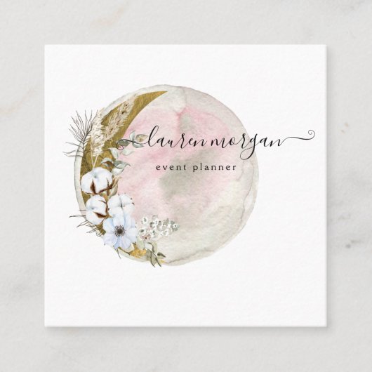 Mystieke Bohemian Moon Elegant Vierkante Visitekaartje (Voorkant)