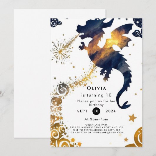 Mystieke Boho Dragon Verjaardag Kaart (Voorkant / Achterkant)