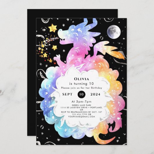 Mystieke Boho Dragon Verjaardag Kaart (Voorkant / Achterkant)