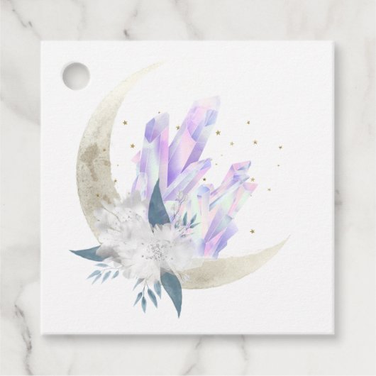 Mystieke Boho Kristal Maan Bruiloft Bedankjes Labels (Voorkant)