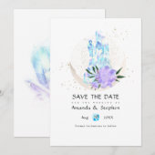 Mystieke Boho Kristal Maan Trouw Save The Date (Voorkant / Achterkant)