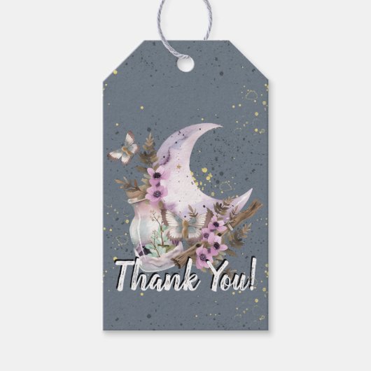 Mystieke Boho Lavendel Anemone Moon Bedankt Label Cadeaulabel (Voorkant)