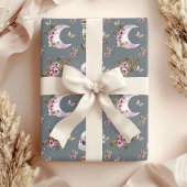 Mystieke Boho Lavendel Anemoon Maan en Flessen Cadeaupapier