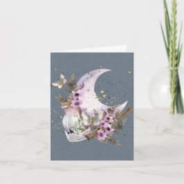 Mystieke Boho Lavender Anemone Moon Note Kaart