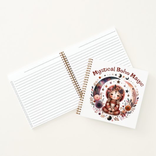 Mystieke Boho Magic Brown Tekst op Wit | Notitieboek (Binnen)