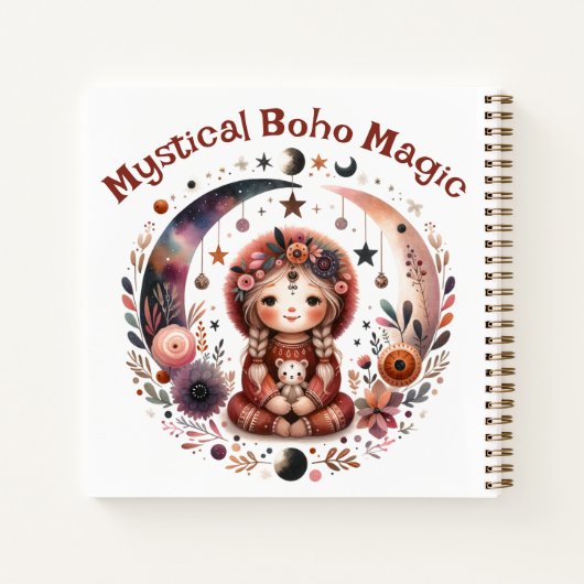 Mystieke Boho Magic Brown Tekst op Wit | Notitieboek (Achterkant)
