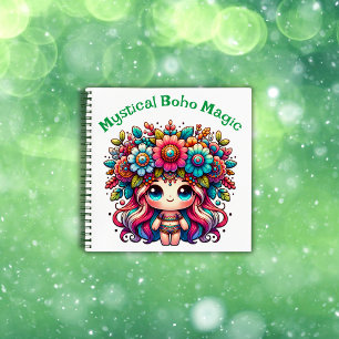 Mystieke Boho Magic Groene Tekst op Wit   Notitieboek