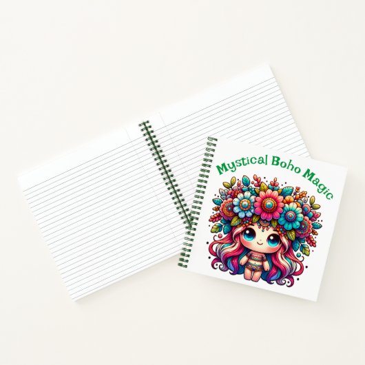 Mystieke Boho Magic Groene Tekst op Wit | Notitieboek (Binnen)