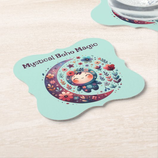 Mystieke Boho Magic Maroon | Kartonnen Onderzetters (Gekanteld)