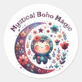 Mystieke Boho Magic Maroon Tekst op wit | Ronde Sticker (Voorkant)