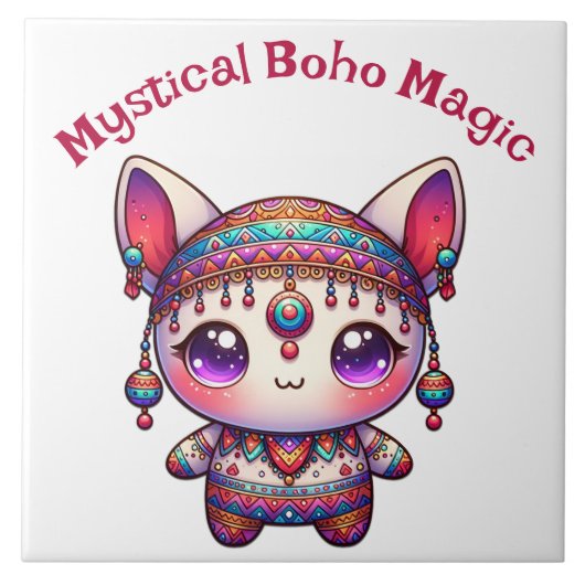 Mystieke Boho Magic Red Tekst op Wit | Tegeltje (Voorkant)