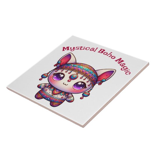 Mystieke Boho Magic Red Tekst op Wit | Tegeltje (Zijkant)