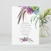 Mystieke Boho Succulent Bruidsdouche Kaart (Staand voorkant)