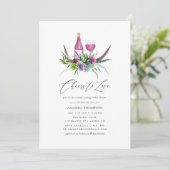 Mystieke Boho Succulente Bruidsdouche Wijnproeveri Kaart (Staand voorkant)