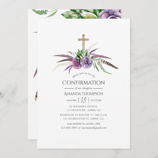 Mystieke Boho Succulents Bevestiging Kaart (Voorkant / Achterkant)