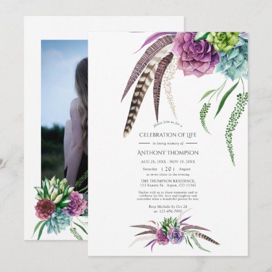 Mystieke Boho Vetplant Levensviering Foto Kaart (Voorkant / Achterkant)