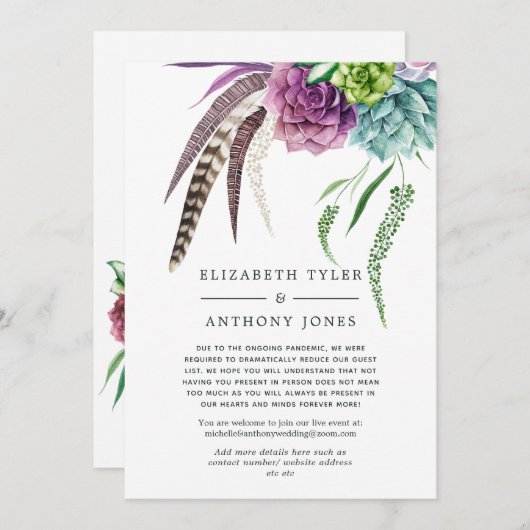 Mystieke Boho Vetplant Trouwfeest met Beperkte Uit Aankondiging (Voorkant / Achterkant)