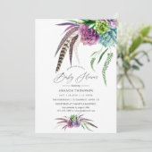 Mystieke Boho Waterverf Baby Shower Kaart (Staand voorkant)