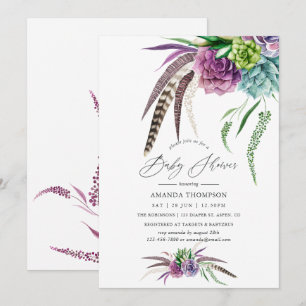 Mystieke Boho Waterverf Baby Shower Kaart