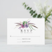 Mystieke Boho Waterverf Succulent Bruiloft RSVP Kaartje (Staand voorkant)