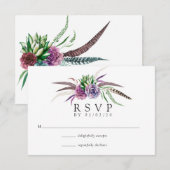 Mystieke Boho Waterverf Succulent Bruiloft RSVP Kaartje (Voorkant / Achterkant)