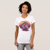 Mystieke Bonsai Tree - Retro Sunset Esthetisch T-shirt (Voorkant volledig)