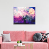 Mystieke boom en nachtmaan canvas afdruk (Insitu (Woonkamer))