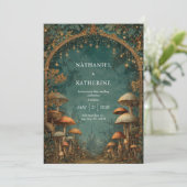 Mystieke Bos Boog met Castle Uitzicht Wedding Kaart (Staand voorkant)