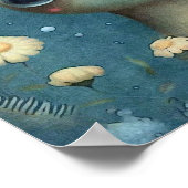 Mystieke bos herten wanddecor | Bloemrijke kinderk Poster (Hoek)