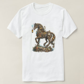 Mystieke Bos Paard Illustratie | Fantasie Natuur T-shirt