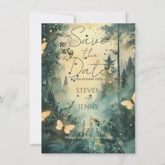 Mystieke/Bos Save the Date Uitnodiging (Voorkant)