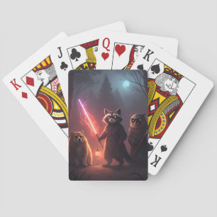 Mystieke Bos Strijd Dieren Kunst Pokerkaarten