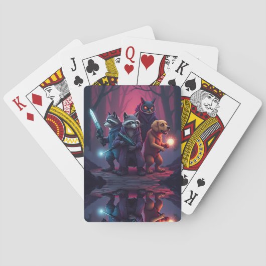 Mystieke bosdier krijger kunst pokerkaarten (Achterkant)