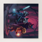 Mystieke bosdier krijgerskunst legpuzzel (Horizontaal)