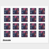 Mystieke bosdier krijgerskunst vierkante sticker (Vel)