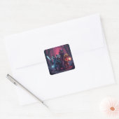 Mystieke bosdier krijgerskunst vierkante sticker (Envelop)