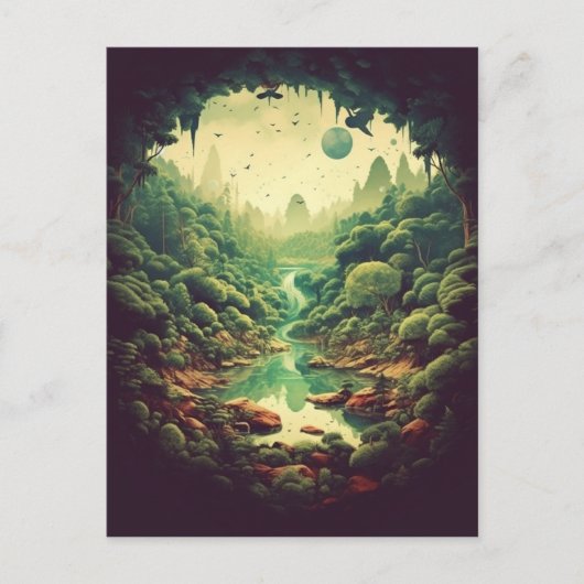 Mystieke bosgrot briefkaart (Voorkant)