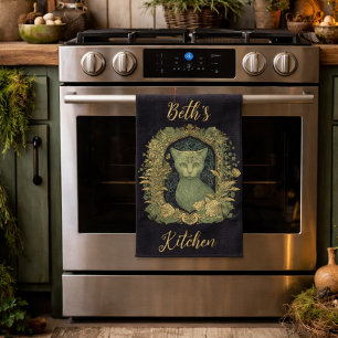 Mystieke Boskat - Gepersonaliseerd Boslandschap  Theedoek