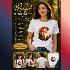 Mystieke bosletter C T-shirt | Fantasie natuur