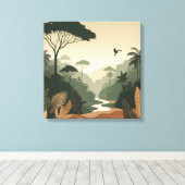 Mystieke bosmuurkunst – Weelderig groen landschap Canvas Afdruk (Insitu (Houten vloer))