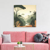 Mystieke bosmuurkunst – Weelderig groen landschap Canvas Afdruk (Insitu (Woonkamer))