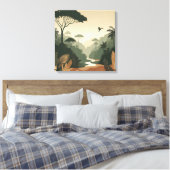Mystieke bosmuurkunst – Weelderig groen landschap Canvas Afdruk (Insitu (Slaapkamer))