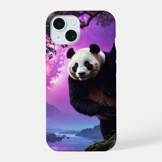 Mystieke bospanda iPhone 15 case (Achterkant)