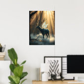 Mystieke bosree met feeënvleugels poster (Thuiskantoor)