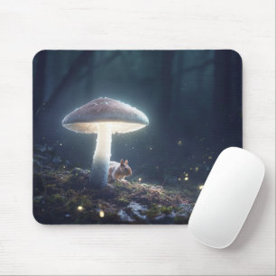 Mystieke bosscène met eekhoorn en paddenstoelen muismat