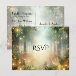 Mystieke Boswei Huwelijksfeest RSVP Prentbrief Uitnodiging Briefkaart