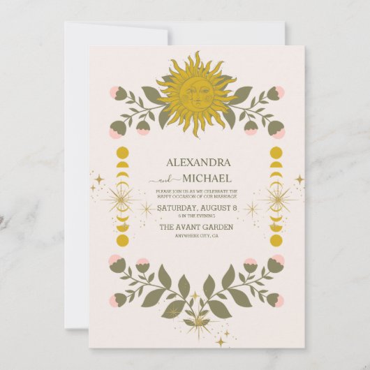 mystieke botanische bruiloft kaart (Voorkant)