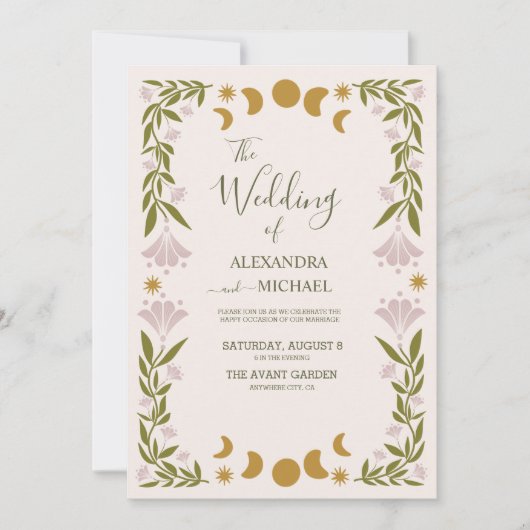 mystieke botanische bruiloft kaart (Voorkant)